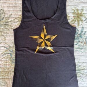 Elegant Black Tank Top with Gold Star NWOT